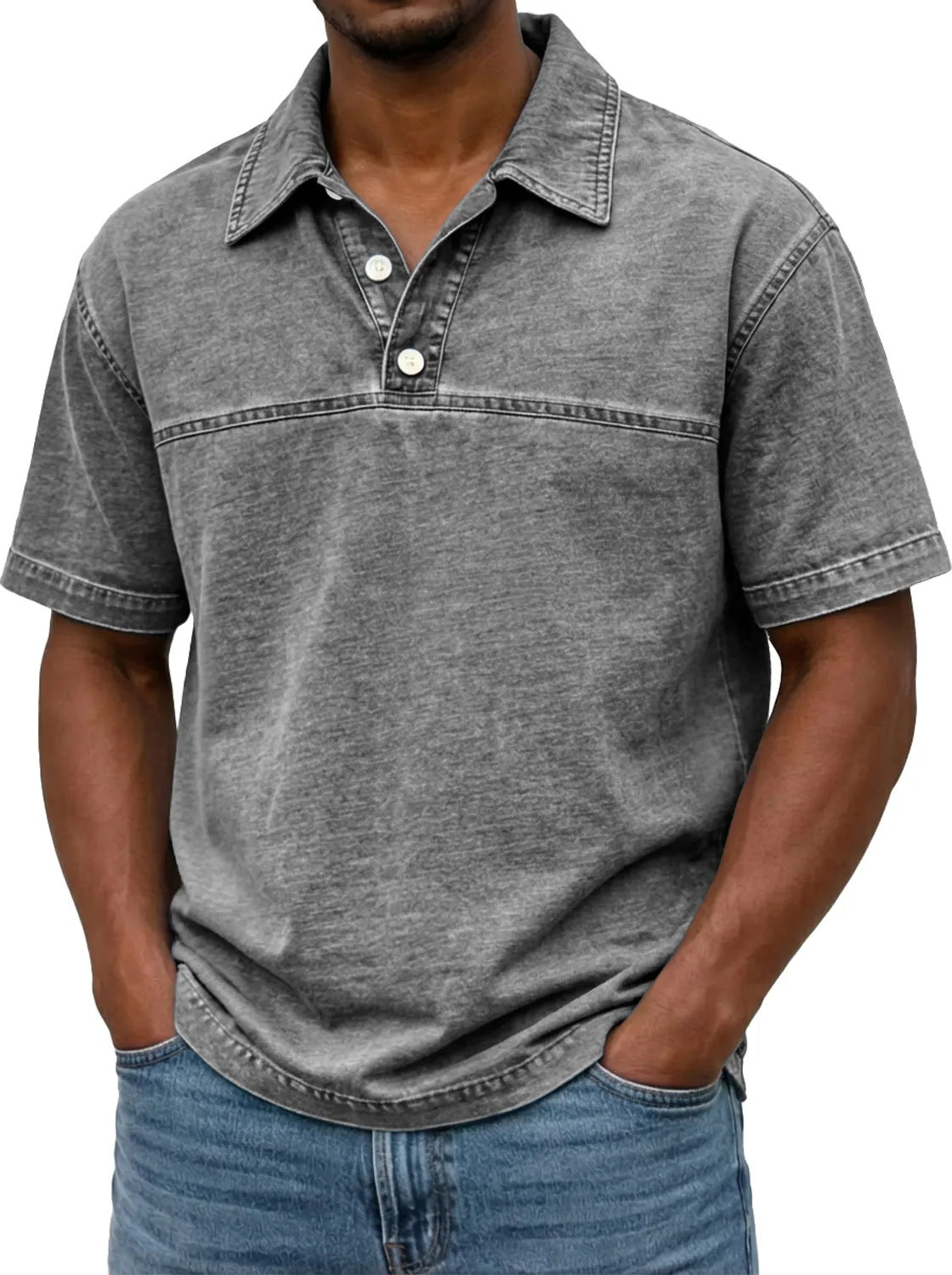 LuKa - Vintage Gewassen Zomer Shirt Met Knopen