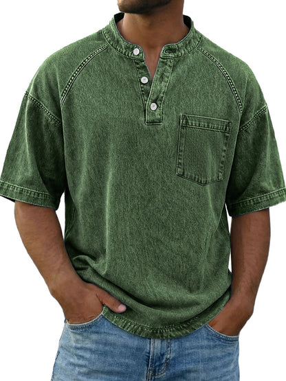 LuKa™ | Vintage Gewassen Shirt Met Borstzakje
