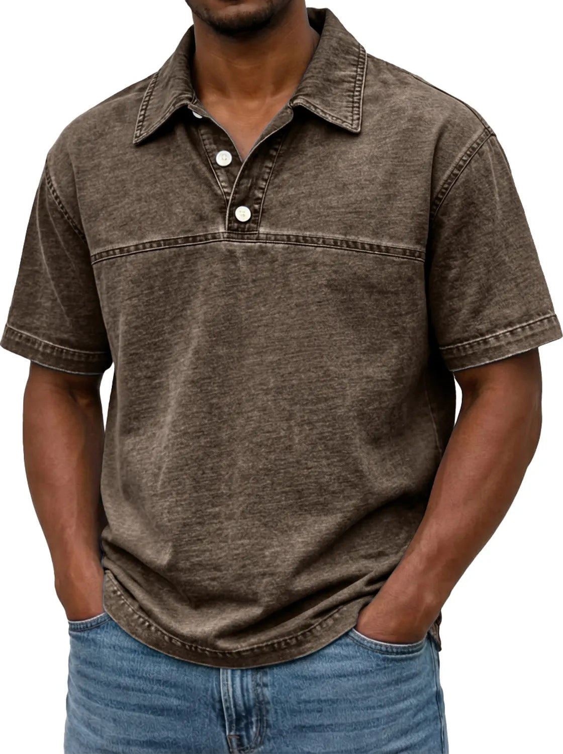 LuKa - Vintage Gewassen Zomer Shirt Met Knopen