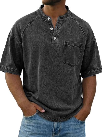 LuKa™ | Vintage Gewassen Shirt Met Borstzakje