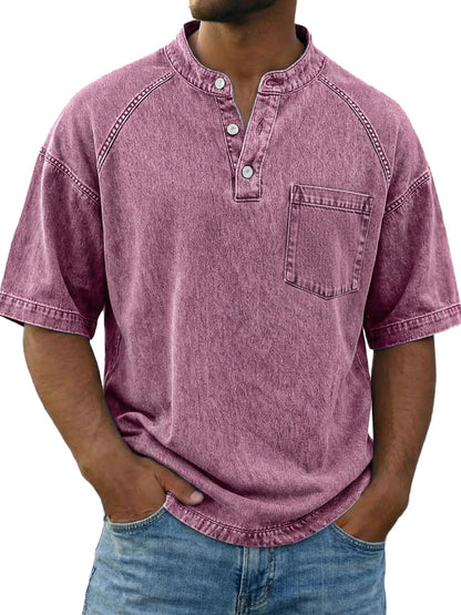 LuKa™ | Vintage Gewassen Shirt Met Borstzakje
