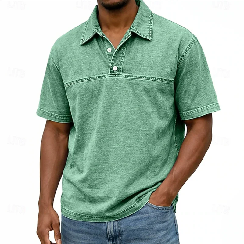 LuKa™ | Vintage Gewassen Zomer Shirt Met Knopen