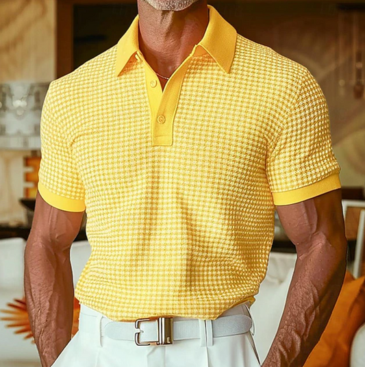 LuKa - Slim Fit Poloshirt met Subtiel Ruitpatroon