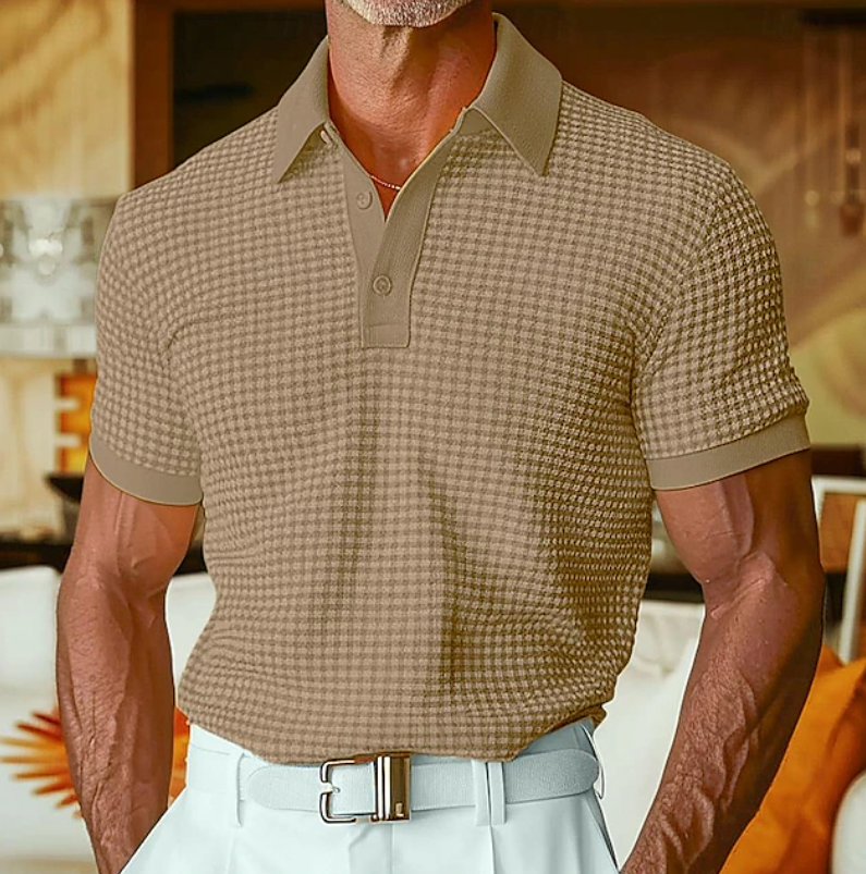 LuKa - Slim Fit Poloshirt met Subtiel Ruitpatroon