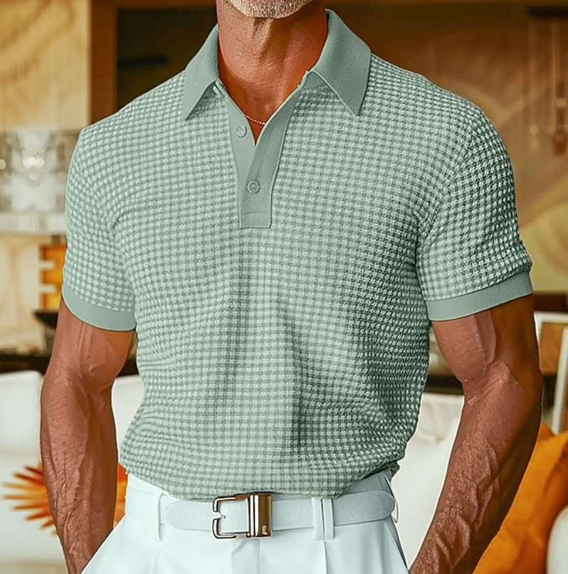 LuKa - Slim Fit Poloshirt met Subtiel Ruitpatroon