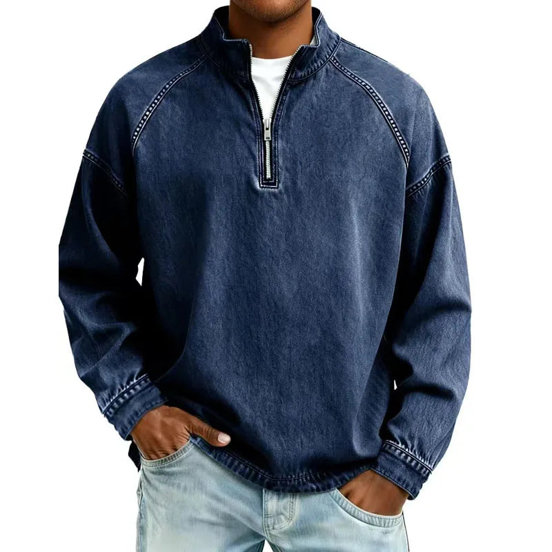 LuKa™ | Vintage Gewassen Heren Shirt Met Rits