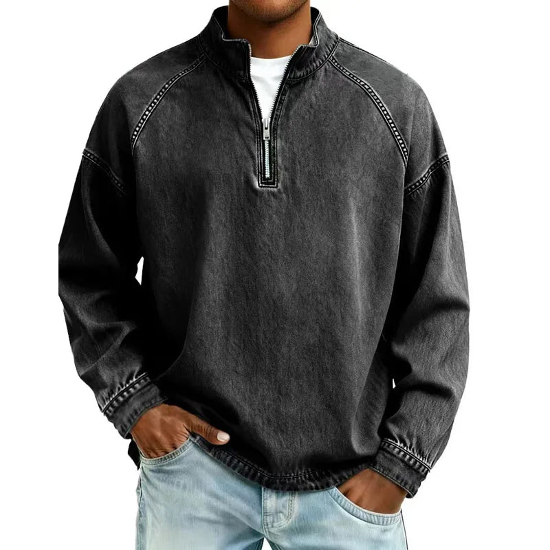 LuKa™ | Vintage Gewassen Heren Shirt Met Rits
