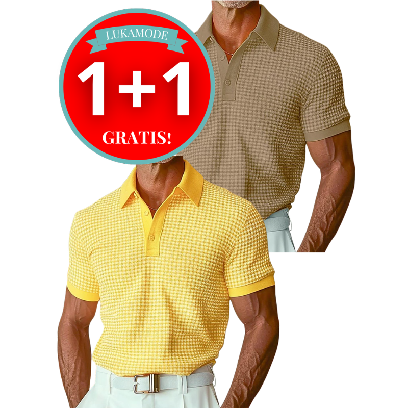 LuKa - Slim Fit Poloshirt met Subtiel Ruitpatroon